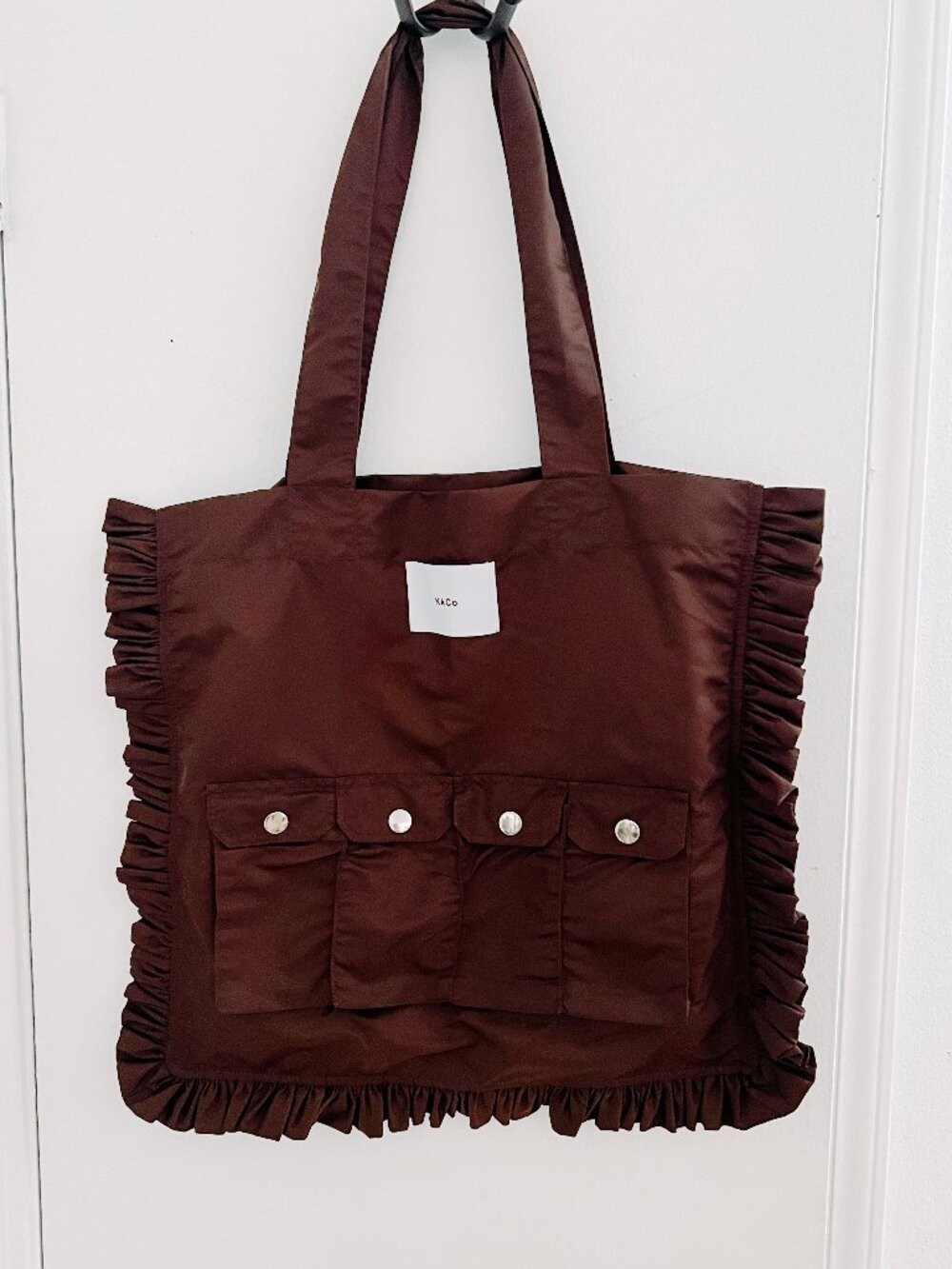 KkCo Chocolate Nylon Utility Tote One Size NWT